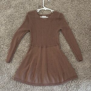 Brown Knit Kids Dress